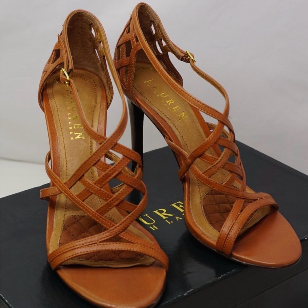 Ralph Lauren Brown Strappy Heels